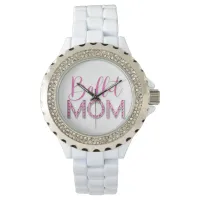 Pink Ballet Dance Mom Sparkle Diamond Glam Watch