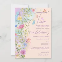 Two Wonderful Wildflowers Garden Girl 2nd Birthday Invitation