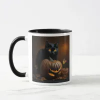 Black Cat and Jack-O-Lantern Mug