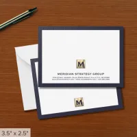 Monogram Initial Logo Navy Note Card