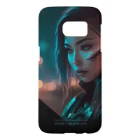 Asian Woman Reading at Night in City of the Future Case-Mate Samsung Galaxy Case