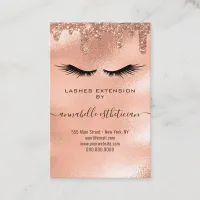 Glitter Rose Gold Eyelash Extension Client Record Business Card