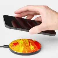 Splatter Art Citrus Orange Yellow Abstract Art  Wireless Charger