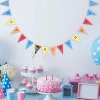 First Birthday Party Fruit Pattern Hand Drawn Bunting Flags