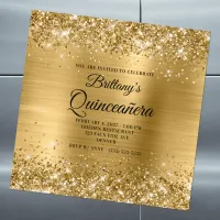 Glittery Gold Foil Quincea&#241;era Magnetic Invitation