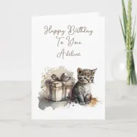 Personalized Cute Kitten and Birthday Gift Card
