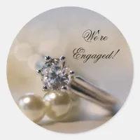 Diamond Ring and Pearls Engagement Envelope Seals