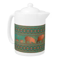 Southwest Fun Javelina Family Copper Teal Teapot