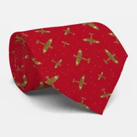 Spitfires in Flight Red War Planes Neck Tie