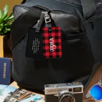 Red and Black Buffalo Check Holiday Fun Luggage Tag