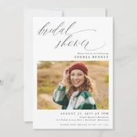 Modern Script Romantic Photo Bridal Shower Invitation