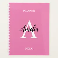 Pink Monogram Script Inspirational Planner