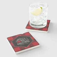 Wild Wonderful Christmas Red Buffalo Plaid ID604 Stone Coaster