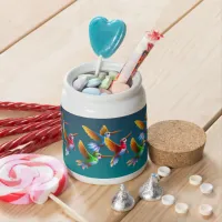 Colorful Hummingbirds in Flight Candy Jar