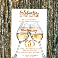 Two Clinking Glasses 50th Wedding Anniversary Invitation