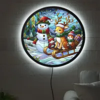 Winter wonderland with snowman and friends LED sign