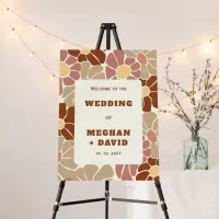 Terracotta Retro Groovy Boho Wedding Welcome Sign