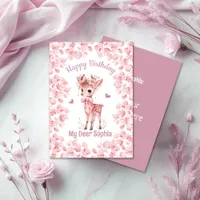 Purple Deer Forest Heart Flat Greeting Card