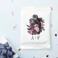 Mauve Floral Glam Gothic Owls Wedding Monogram Margarita Drink Mix