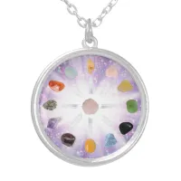 *~* Light Burst Healing Energy Crystal Grid Silver Plated Necklace