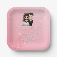 Pink Wedding Invitations with Diamond Sparkles Paper Plates