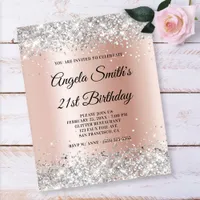 Budget Silver Glitter Rose Gold Ombre Invitation