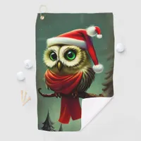 Cute Vintage Santa Owl Christmas Golf Towel