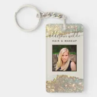 Holographic Signature Script Modern Glam Salon ID Keychain