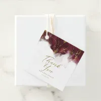 Marble Glitter Wedding Thanks Burgundy Gold ID644 Favor Tags