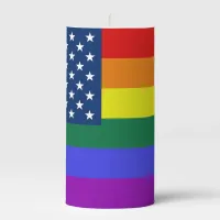 LGBT Pride American Flag with Stars Pillar Candle