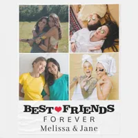 best friends forever cute 4 photos collage fleece blanket