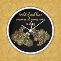 Monogrammed Gold Floral Lace | Clock