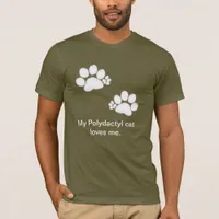 T-shirt - Polydactyl Paw Prints in White