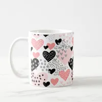 Hand Drawn Hearts and Dots Pattern ID471 Coffee Mug