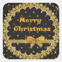 Black and Gold Merry Christmas Stickers