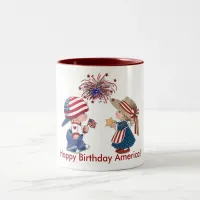 Vintage Happy Birthday America Two-Tone Coffee Mug