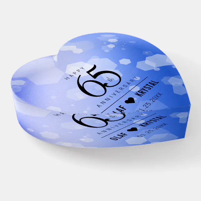 Elegant 65th Blue Sapphire Wedding Anniversary Paperweight