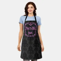 Goth Valentine Key To My Heart Pink Apron