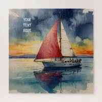 Boat watercolour on sea paint dripping jigsaw puzzle