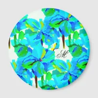 Sublime Himalayan Poppy Aqua Green Floral Pattern Magnet