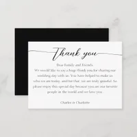 Calligraphy Black And White Wedding Thank You Place Card