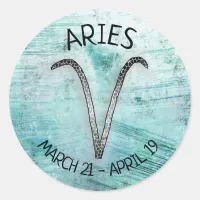 Horoscope sign Aries Classic Round Sticker