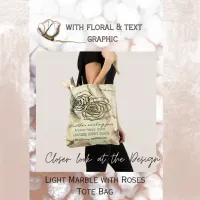 Light Marble with Roses Tote Bag