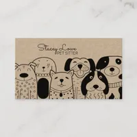 Cute Cartoon Dogs Pet Sitter | Dog Walker Business Business Card