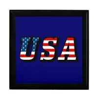 USA Flag Text Trinket Box