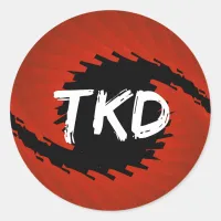 Red and Black TKD Hurricane Round Sticker