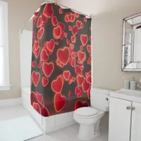 Beautiful Hearts on Black Shower Curtain