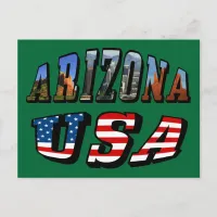 Arizona Picture and USA Flag Text Postcard