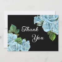 Baby Blue Rose Glam on Black Thank You Card