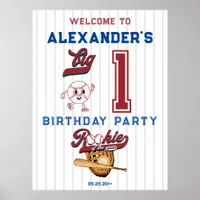 Big One Baseball Rookie First Birthday Welcome Poster